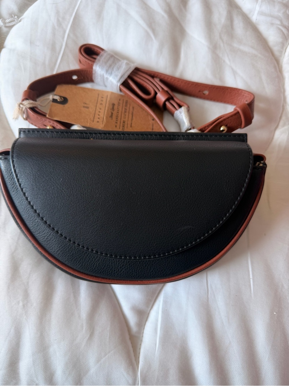Classic Half-Moon Crossbody Bag - Black & Brown